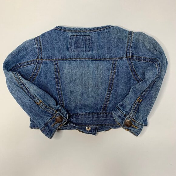 Vintage Baby B'gosh Girls Size 12M Crop Top Jean Jacket Denim Logo Pockets - Picture 8 of 8